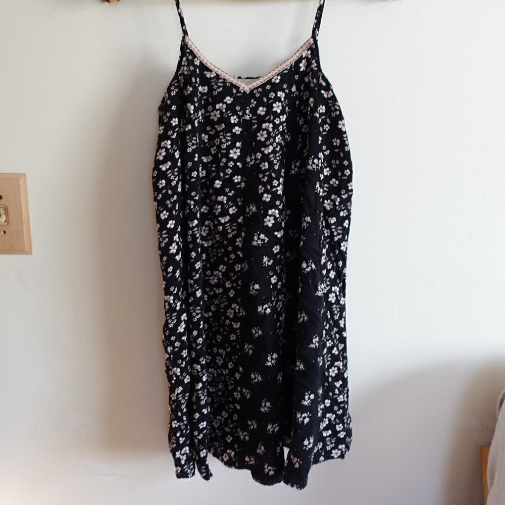 MAURICES Tank Mini Dress Floral Black XS Women's Tunic Lace Up Back